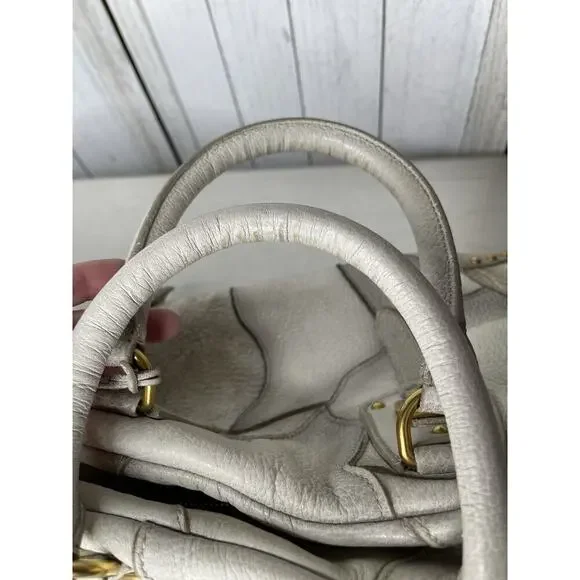 Prada Taupe Gold Leather Antik Cervo Fringe Large Bowler Bag Top Handle - Picture 14 of 16